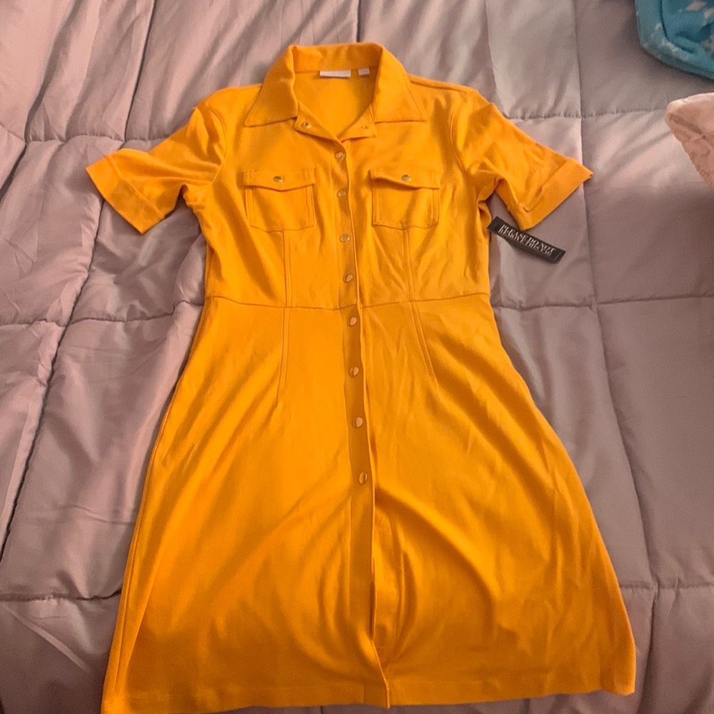 Mustard color dress, casual work dress. Never worn. Tags on. Didn’t fit me.
